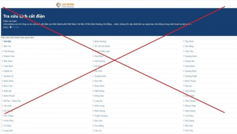 Xuất hiện nhiều website giả mạo thông tin lịch cắt điện ở miền Bắc.