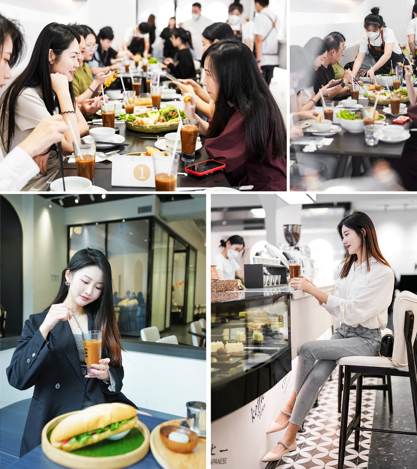 Đông đảo khách hàng tới thưởng thức ly cà phê sữa đá và những món ăn đặc trưng của Việt Nam tại Thế giới cà phê Trung Nguyên Legend Thượng Hải Đông đảo khách hàng tới thưởng thức ly cà phê sữa đá và những món ăn đặc trưng của Việt Nam tại Thế giới cà phê Trung Nguyên Legend Thượng Hải