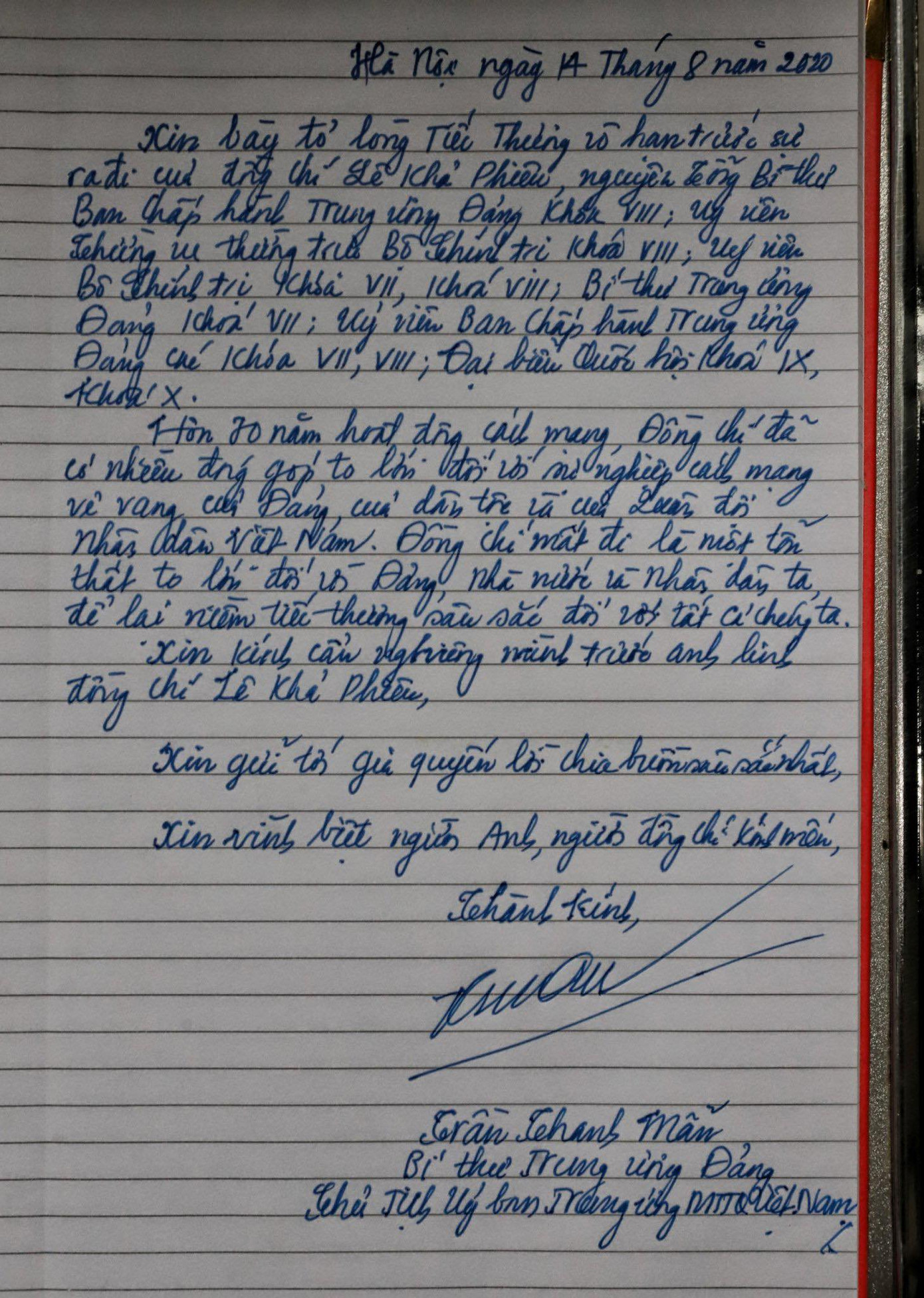 Quốc tang nguyên Tổng Bí thư Lê Khả Phiêu ảnh 19