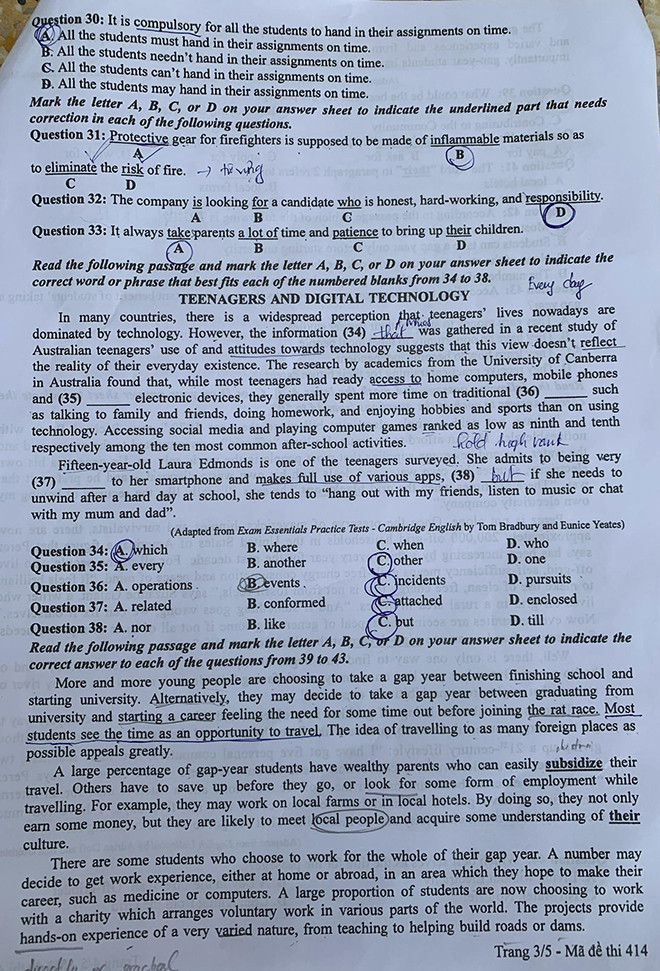 Cập nhật đề, đáp án NGOẠI NGỮ thi tốt nghiệp THPT ảnh 4