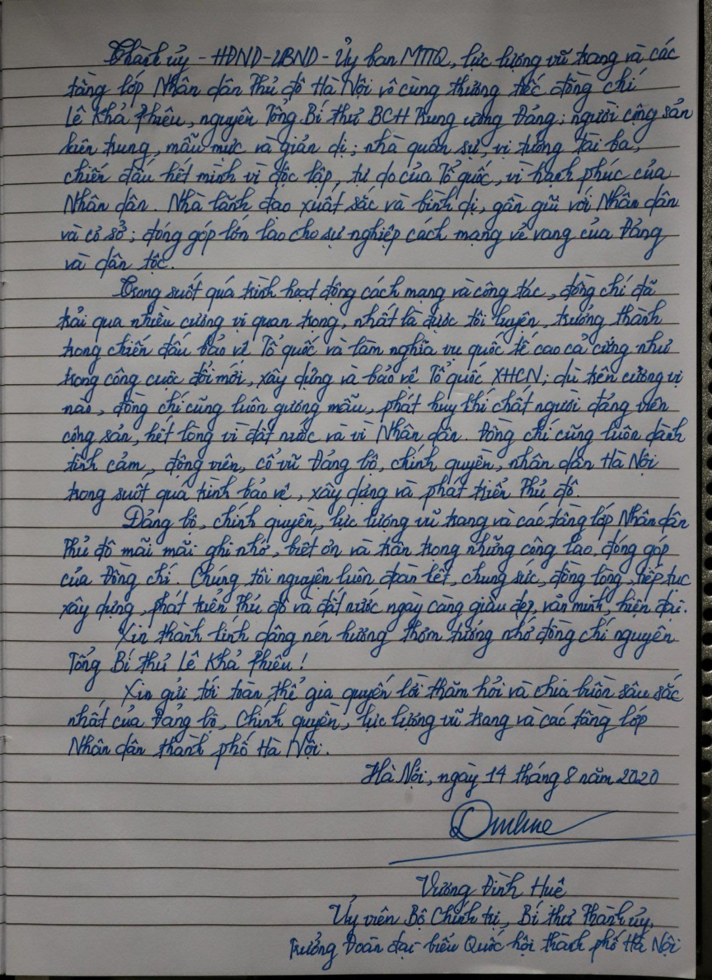 Quốc tang nguyên Tổng Bí thư Lê Khả Phiêu ảnh 20