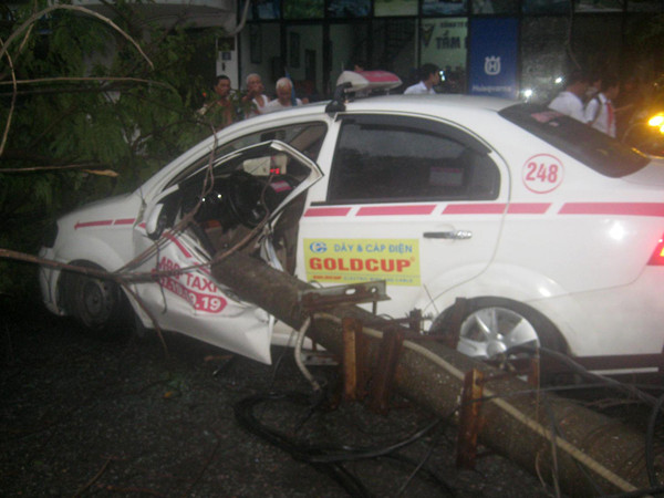 Xe bị đè nát cửa 