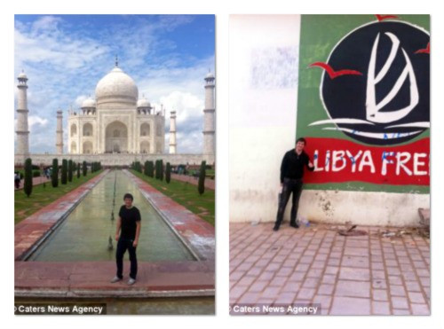 James Aquith tại Ấn Độ (bên trái) và Libya (bên phải)