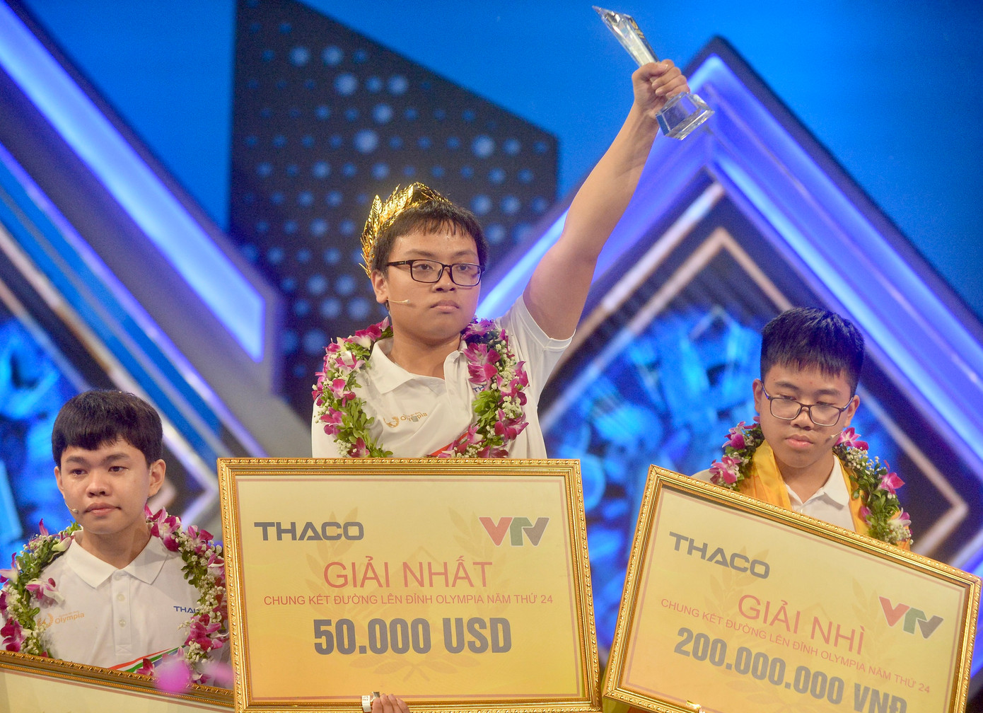 Chung kết Đường lên đỉnh Olympia 2024 khép lại với chiến thắng của Võ Quang Phú Đức. Ảnh: Đình Huy.