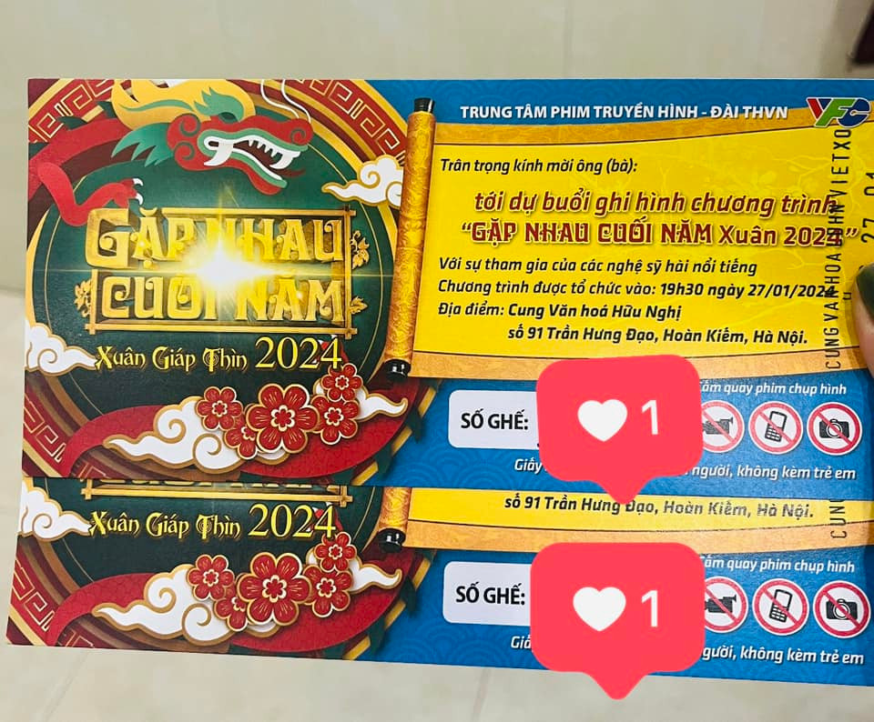 Vé ghi hình Táo Quân ngày 27/1 có màu xanh dương.