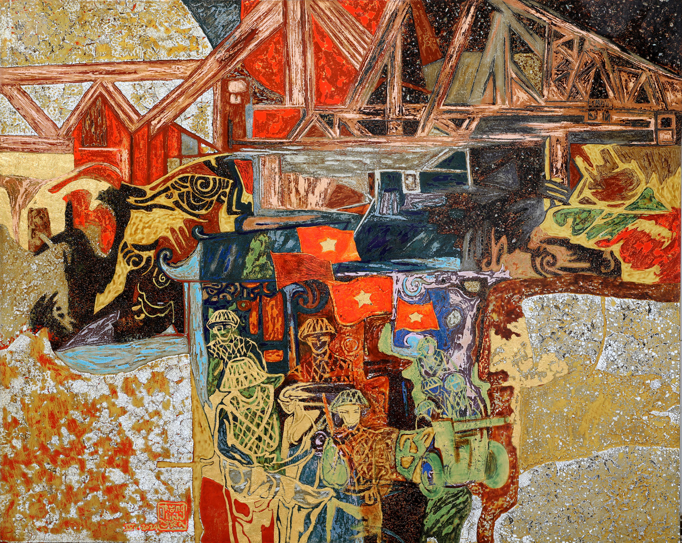 Nhiều tác phẩm giá trị, mang lại xúc cảm thẩm mỹ, niềm tự hào lịch sử được trưng bày như tranh sơn dầu Tuần tra biên giới 2 của Ngô Quang Nam, tranh sơn mài Ngày trở về của Nguyễn Trường Linh, phù điêu Ngày hội Chiến thắng Điện Biên, tranh sơn dầu Phía sau là hầm Đờ Cát…