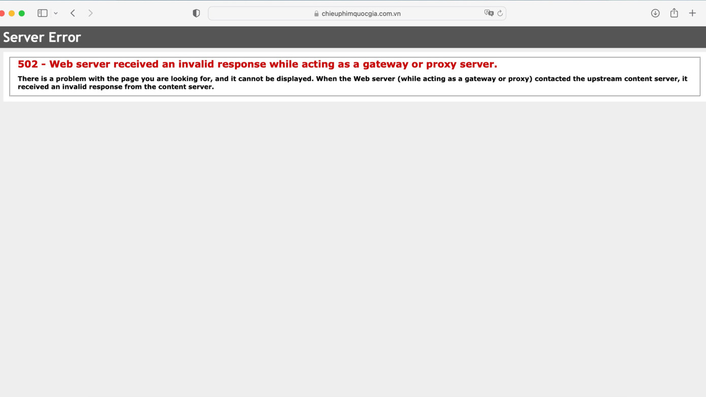 Đến chiều 18/2, trang web của Trung tâm Chiếu phim Quốc gia vẫn bị sập do quá tải lượng người truy cập. Đến chiều 18/2, trang web của Trung tâm Chiếu phim Quốc gia vẫn bị sập do quá tải lượng người truy cập.