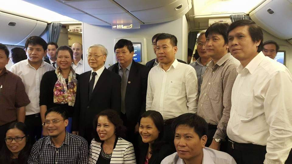 Tổng bí thư Nguyễn Phú Trọng và đoàn tháp tùng trong chuyến thăm Mỹ tháng 7/2015.