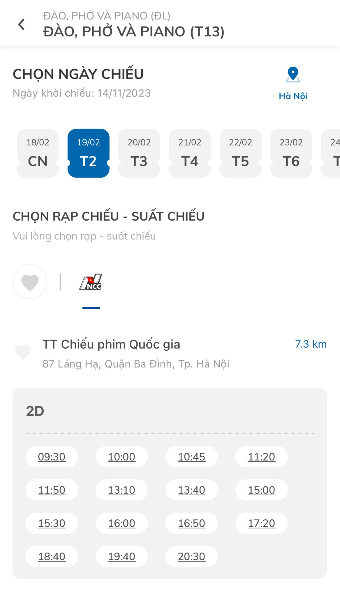 Đến ngày 19/2, Trung tâm Chiếu phim Quốc gia mở thêm nhiều suất chiếu cho Đào, phở và piano. Đến ngày 19/2, Trung tâm Chiếu phim Quốc gia mở thêm nhiều suất chiếu cho Đào, phở và piano.