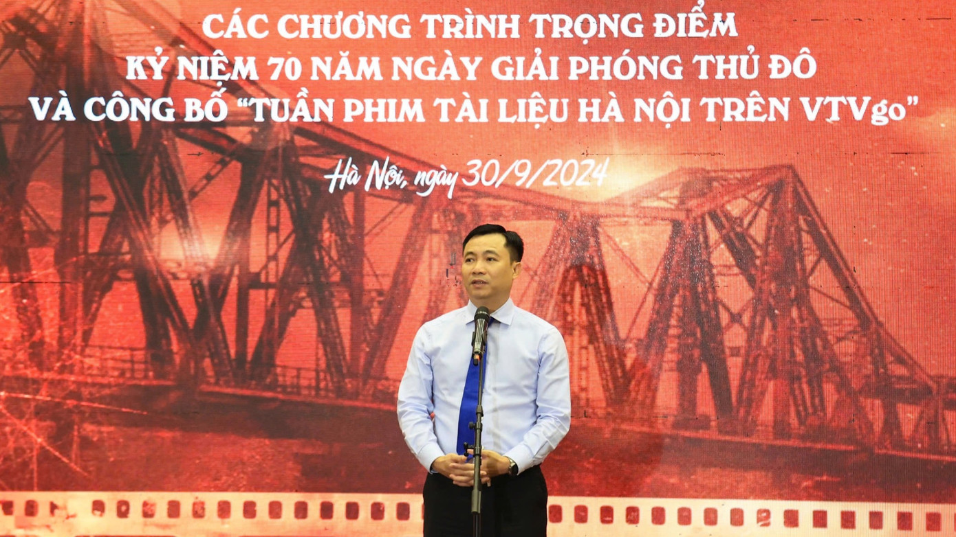 Ông Đỗ Thanh Hải - Phó Tổng giám đốc Đài Truyền hình Việt Nam - giới thiệu những chương trình đặc sắc kỷ niệm 70 năm Ngày Giải phóng Thủ đô.
