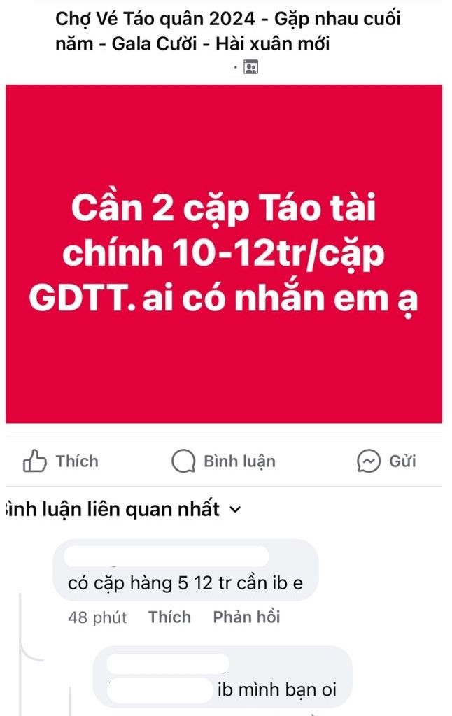 Không ít người sẵn sàng bỏ số tiền lớn để sở hữu chiếc vé Táo Quân. Không ít người sẵn sàng bỏ số tiền lớn để sở hữu chiếc vé Táo Quân.