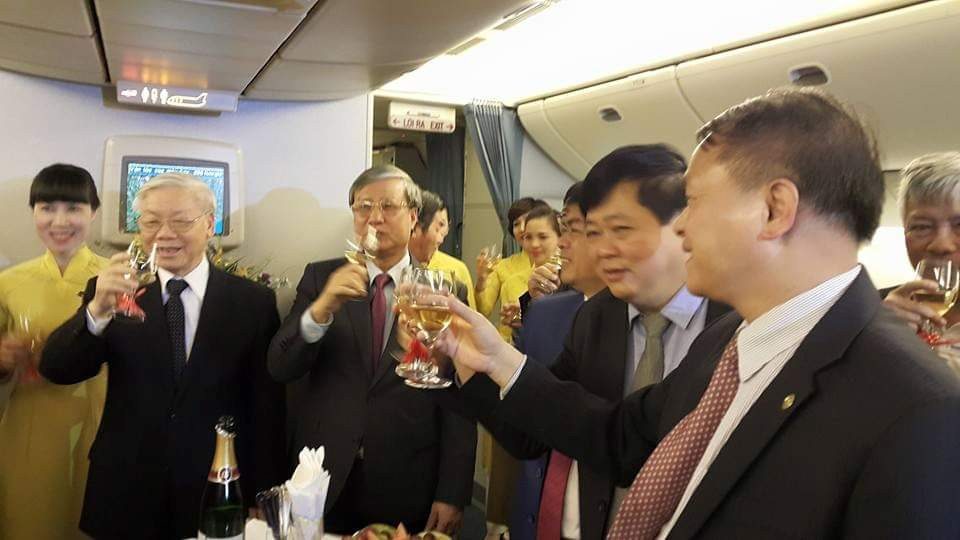 Tổng bí thư Nguyễn Phú Trọng và đoàn tháp tùng trong chuyến thăm Mỹ tháng 7/2015.