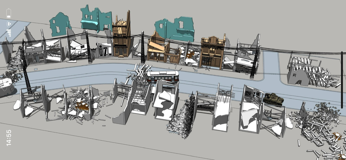 Họa sĩ cho biết để xây dựng được bối cảnh phố cổ Hà Nội năm 1946 với tỉ lệ 1:1 đáp ứng được với nguyên mẫu lịch sử anh và các đồng nghiệp đã mất nhiều thời gian nghiên cứu, phác thảo vẽ tay và dựng thành bản 3D.