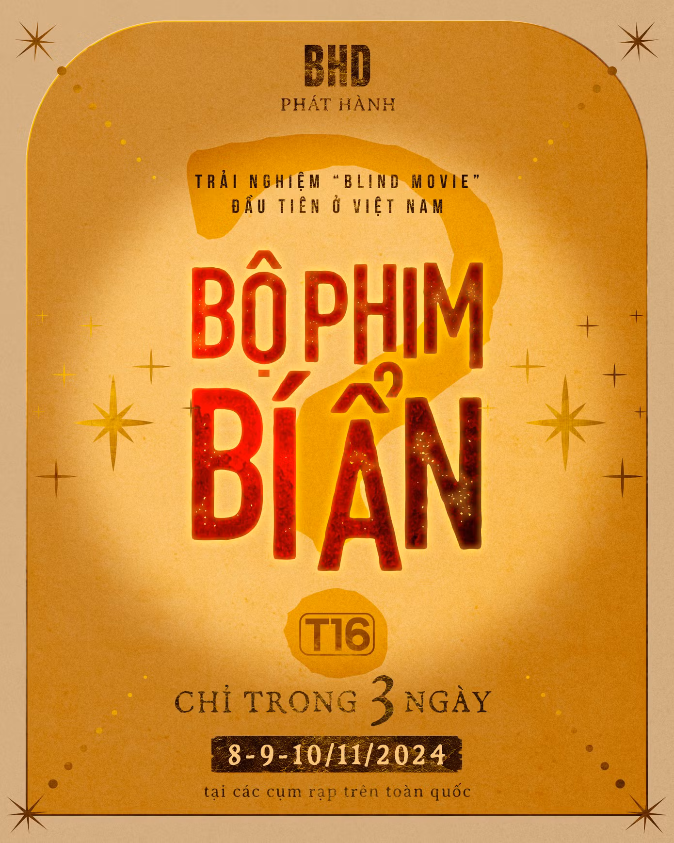 Poster Bộ phim bí ẩn không có thông tin, hình ảnh giới thiệu tác giả, diễn viên như các tác phẩm điện ảnh khác. Ảnh: BTC.