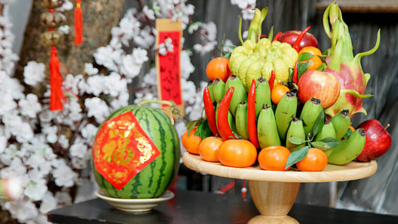 Những loại quả được chọn bày trên mâm ngũ quả thường thể hiện ước nguyện của gia chủ trong năm mới. Những loại quả được chọn bày trên mâm ngũ quả thường thể hiện ước nguyện của gia chủ trong năm mới.