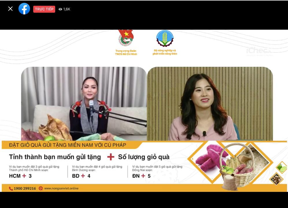 Hoa hậu H'hen Niê xuất hiện với trang phục thổ cẩm truyền thống của dân tộc Ê đê và chiếc khăn rằn Nam bộ. Ảnh: X.T chụp màn hình