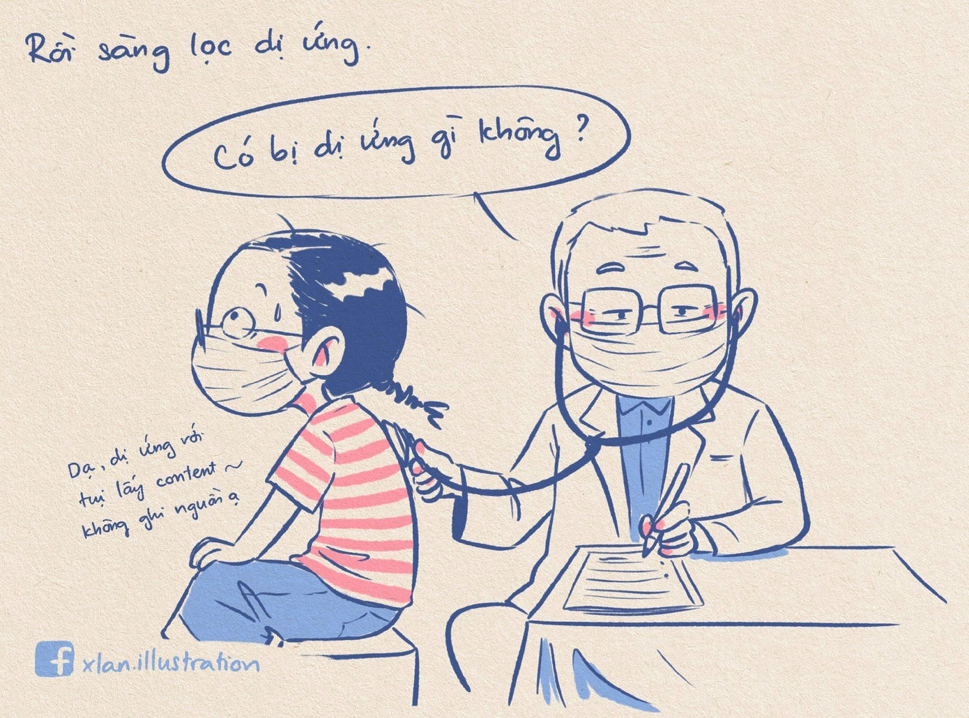 Nữ họa sỹ đã thực hiện bộ tranh trong vòng hơn ba ngày, từ lúc vừa đi tiêm về. Trong quá thực hiện, cô đã phải dừng vì một số tác dụng phụ của vắc xin là sốt cao, mỏi người.