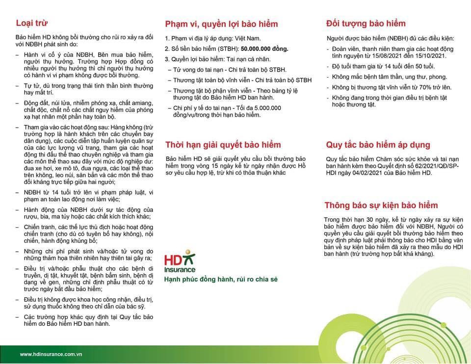Thông tin về bảo hiểm dành cho tình nguyện viên Thông tin về bảo hiểm dành cho tình nguyện viên