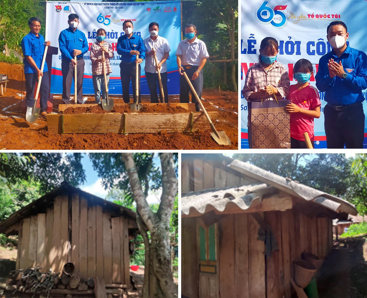 Ngôi nhà hạnh phúc tặng gia đình em Nhung được khởi công xây dựng trên nền ngôi nhà cũ dột nát, mối mọt. Dịp này, ban tổ chức. Ảnh: CTV Ngôi nhà hạnh phúc tặng gia đình em Nhung được khởi công xây dựng trên nền ngôi nhà cũ dột nát, mối mọt. Dịp này, ban tổ chức. Ảnh: CTV