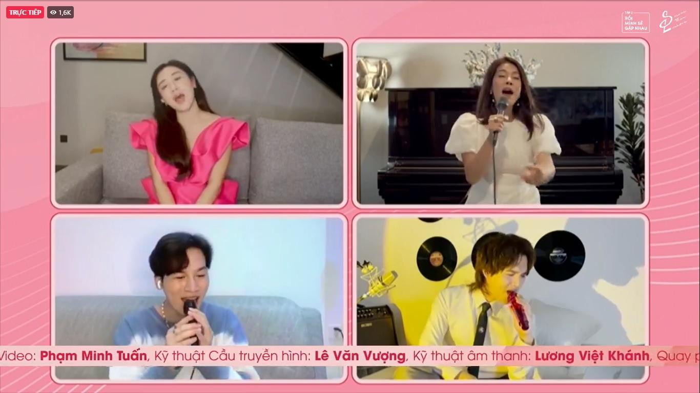 Ca sĩ Thu Phương hòa ca cùng các ca sĩ trong nước trong đêm nhạc 12/8. Ảnh chụp màn hình Ca sĩ Thu Phương hòa ca cùng các ca sĩ trong nước trong đêm nhạc 12/8. Ảnh chụp màn hình