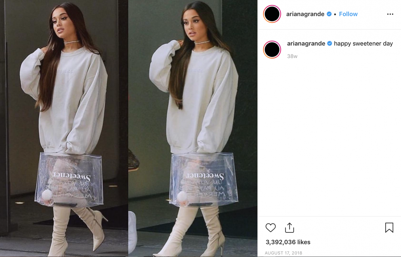 Bức ảnh khiến Ariana Grande gặp rắc rồi trong đợt quảng bá album Sweetener. Bức ảnh khiến Ariana Grande gặp rắc rồi trong đợt quảng bá album Sweetener.