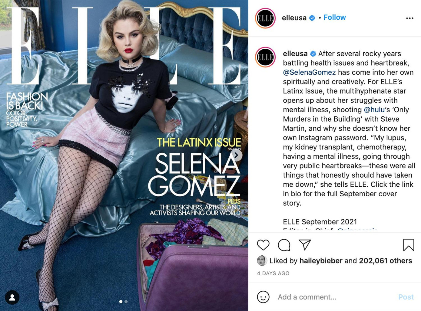 Hailey Bieber "thả like" ảnh Selena Gomez trên Instagram. (Nguồn: People) Hailey Bieber "thả like" ảnh Selena Gomez trên Instagram. (Nguồn: People)