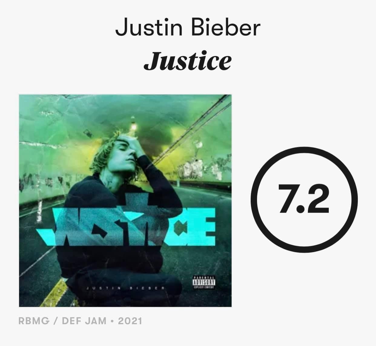 Album Justice nhận về số điểm 7.2 từ trang phê bình Pitchfork.