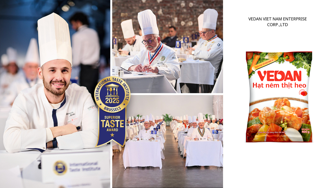 Hạt nêm thịt heo Vedan nhận được đánh giá tích cực bởi hội đồng chuyên gia ẩm thực quốc tế nhờ vào hương vị đậm đà, tự nhiên và cân bằng.