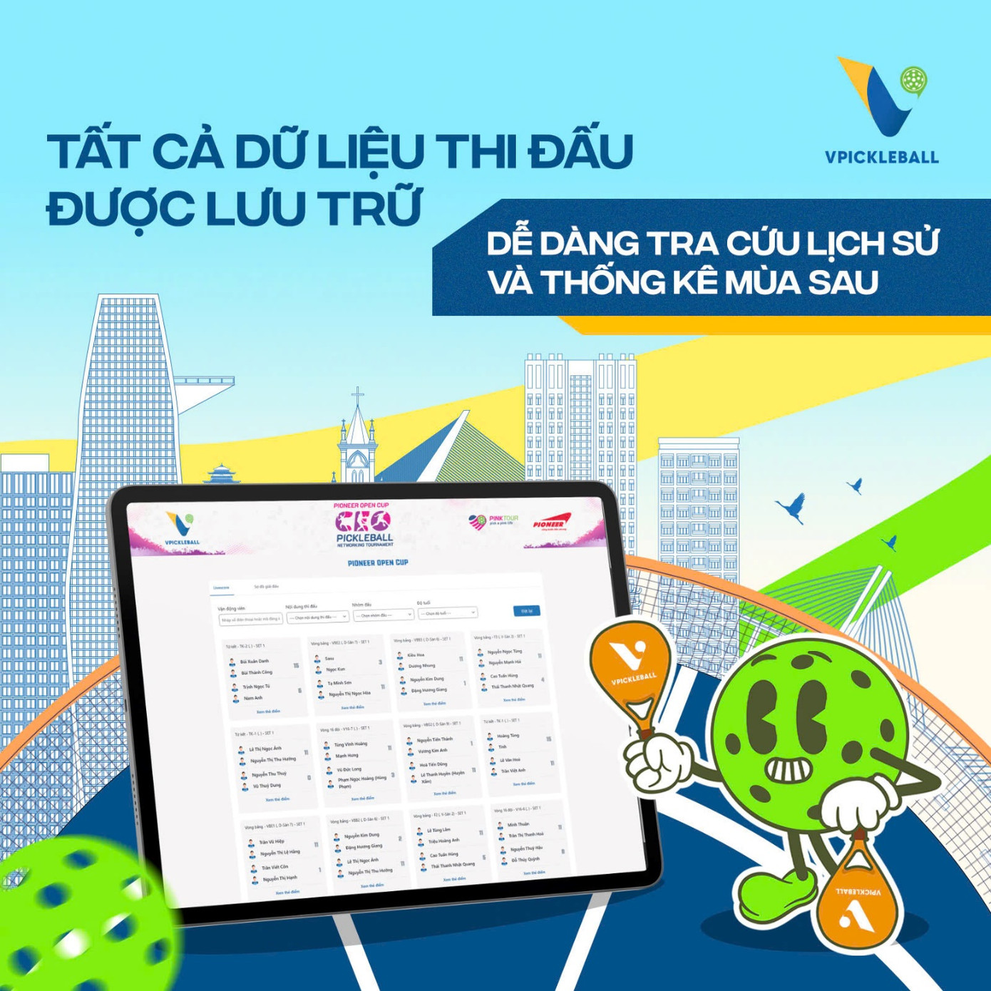 Dữ liệu thi đấu được lưu trữ trên hệ thống