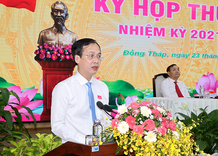 Ông Trần Trí Quang, Chủ tịch UBND tỉnh Đồng Tháp phát biểu