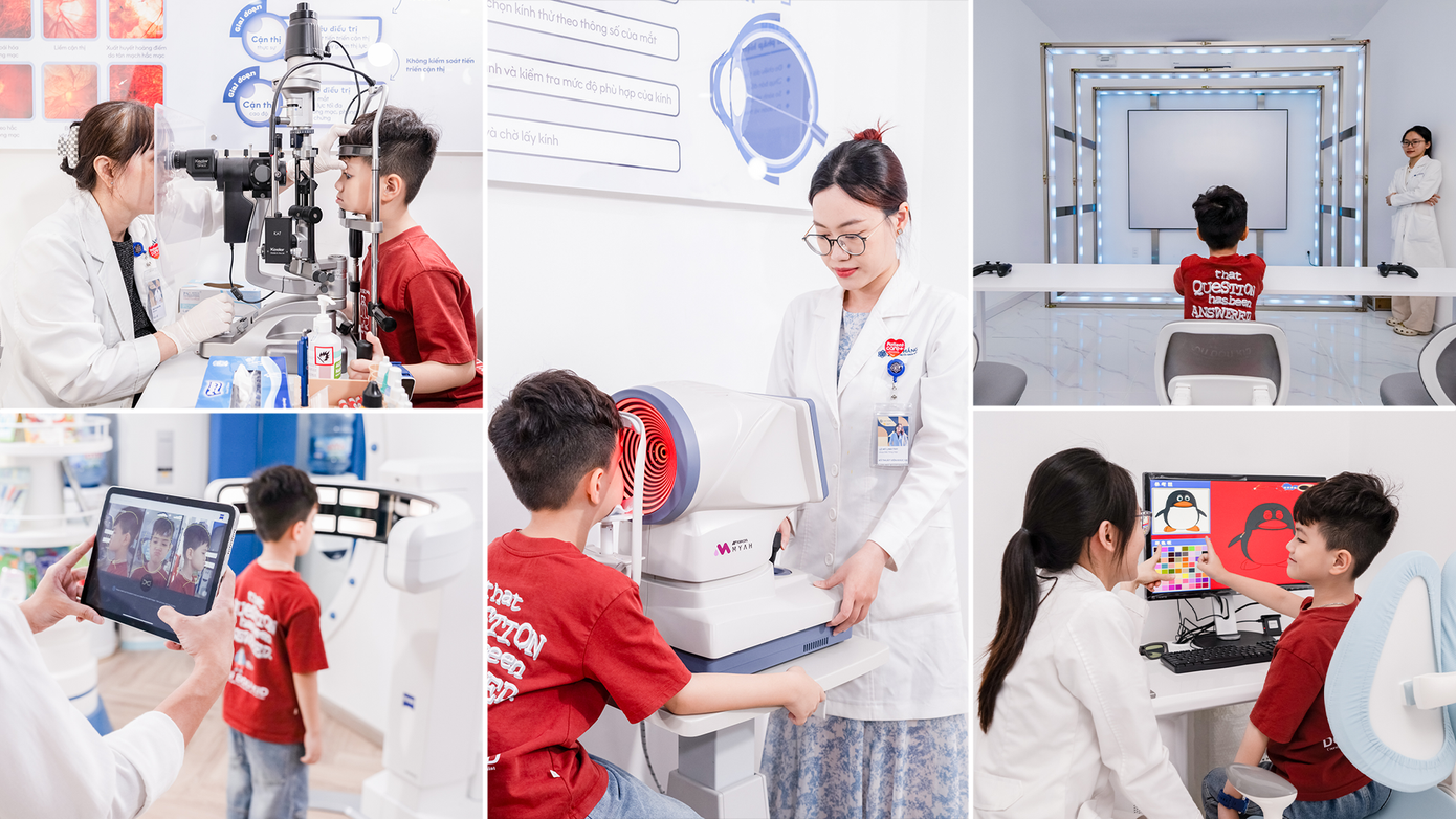 Bệnh viện đầu tư trang thiết bị hiện đại tiên tiến đáp ứng cho quy trình kiểm soát cận thị toàn diện, như hệ thống máy Myah, Visufit 1000, phòng huấn luyện thị giá 3D/4D – Nguồn: DNCC