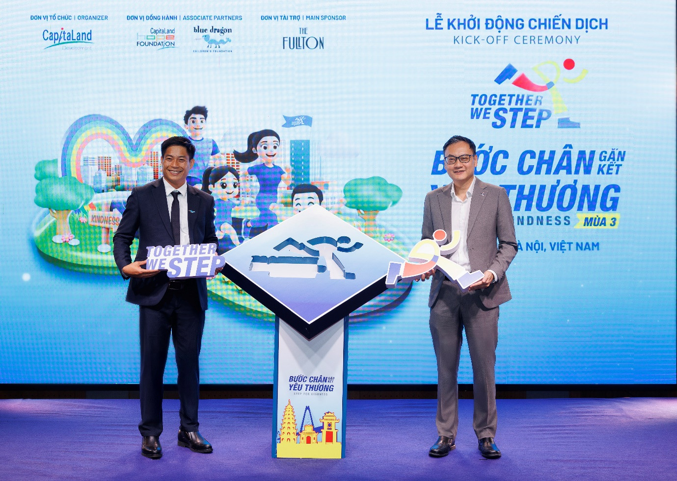 Ông Alwin Low, Tổng Giám đốc khu vực phía Bắc của CapitaLand Development (Việt Nam), và ông Đỗ Duy Vị, Đồng Giám đốc điều hành của Tổ chức Trẻ em Rồng Xanh chính thức khởi động chiến dịch mùa 3