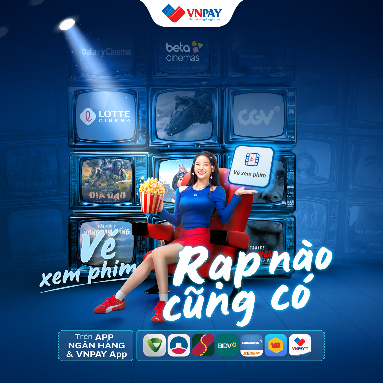 Nhiều app ngân hàng và ứng dụng VNPAY đặt được vé xem phim với giá tốt