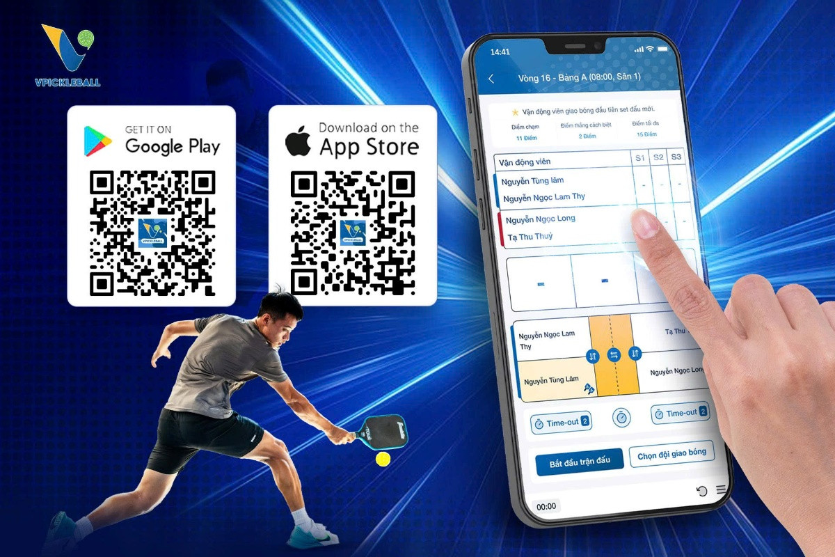 Giao diện nhập điểm trên Vpickleball bắt mắt, đơn giản, tiện lợi