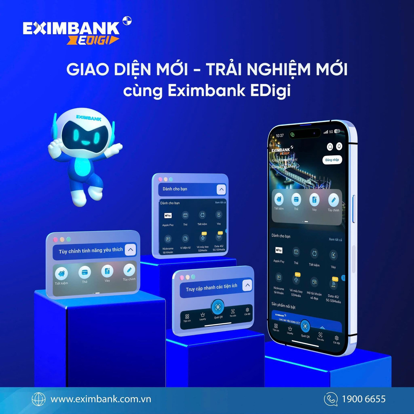 Eximbank thường xuyên nâng cấp ứng dụng ngân hàng số nhằm nâng cao trải nghiệm khách hàng.