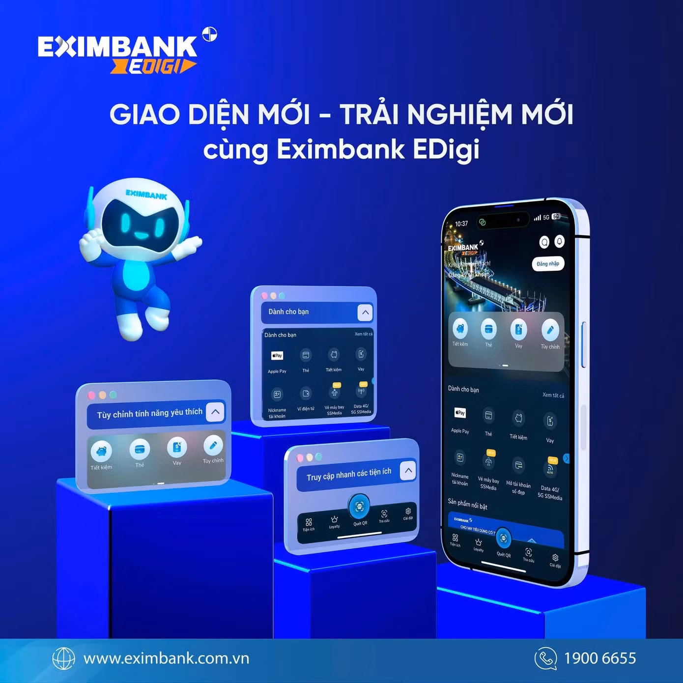 Eximbank thường xuyên nâng cấp ứng dụng ngân hàng số nhằm nâng cao trải nghiệm khách hàng.