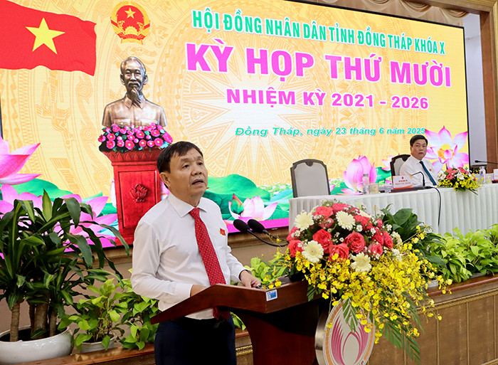 Ông Phan Văn Thắng, Phó Bí thư thường trực Tỉnh ủy – Chủ tịch HĐND tỉnh Đồng Tháp phát biểu