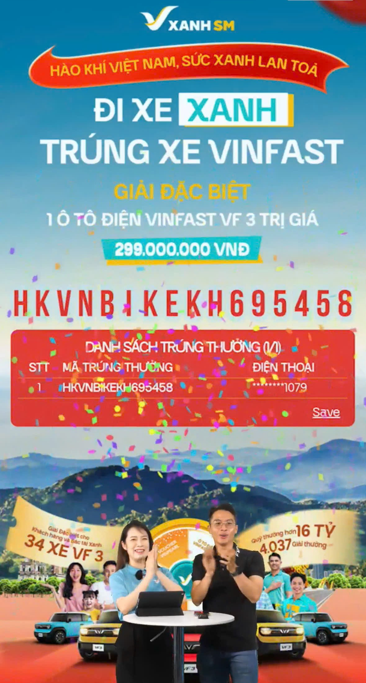 22 phiên quay số của chương trình “Hào khí Việt Nam – Sức Xanh lan tỏa” sẽ được phát trực tiếp trên fanpage Xanh SM