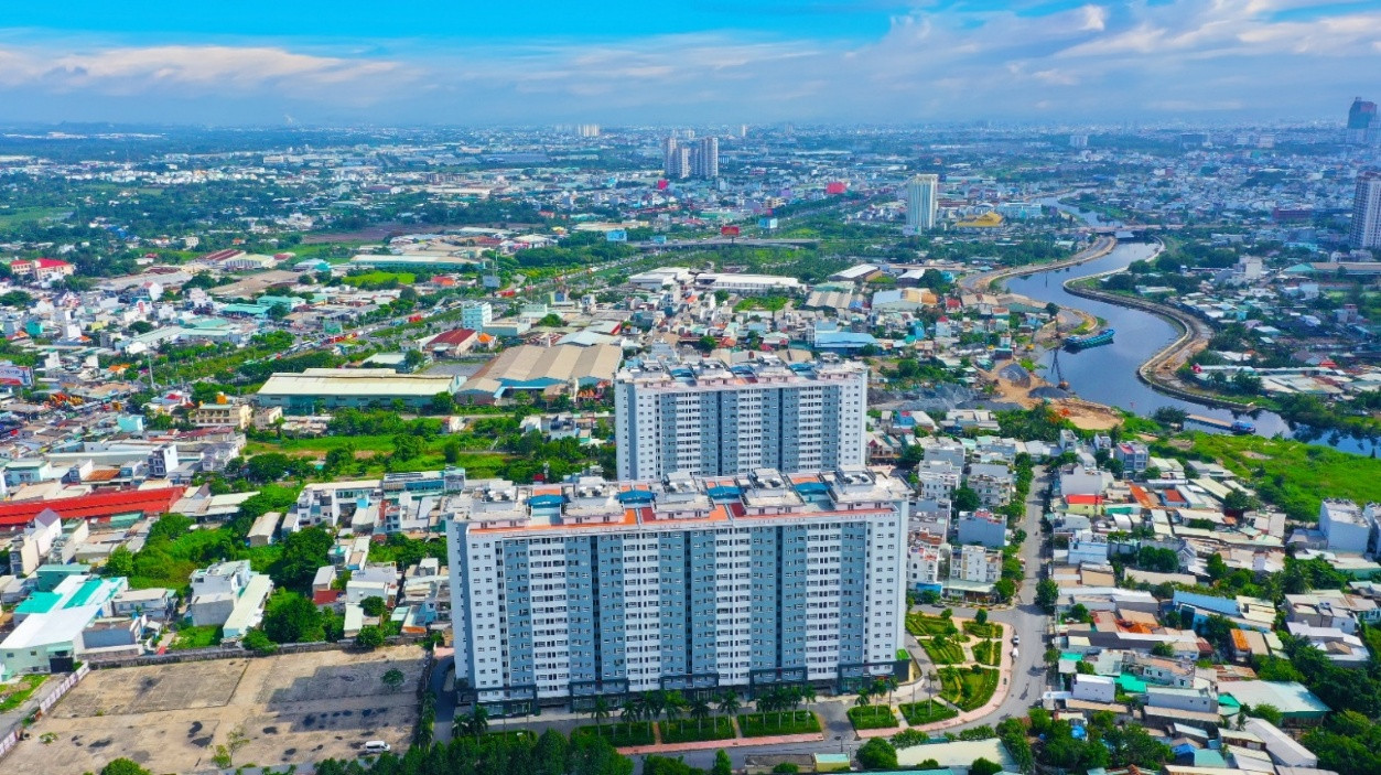 Ảnh thực tế dự án Conic Boulevard kết nối tuyến đường ven kênh Tham Lương