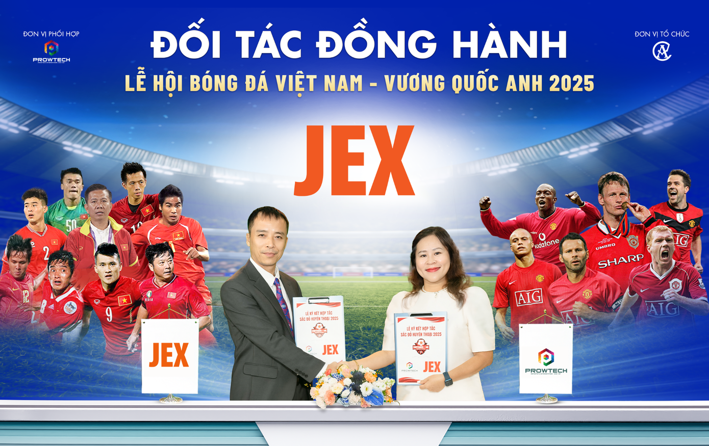 Lễ công bố thương hiệu hỗ trợ chăm sóc sức khỏe JEX là đơn vị đồng hành xuyên suốt sự kiện Lễ hội Bóng đá Việt Nam - Vương quốc Anh 2025. Ảnh: Bệnh viện Đa khoa Tâm Anh.