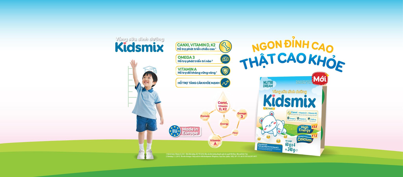 Váng sữa dinh dưỡng Kidsmix - Sản phẩm mới nhất trong hệ sinh thái Kidsmix
