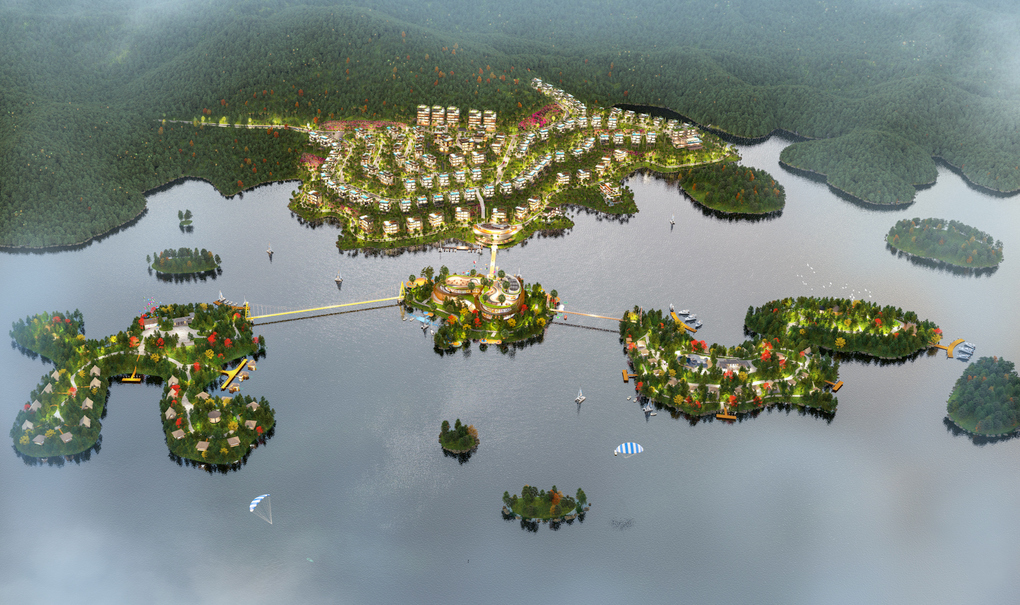 Vị trí đắc địa giữa hồ Núi Cốc rộng 2.500 ha.