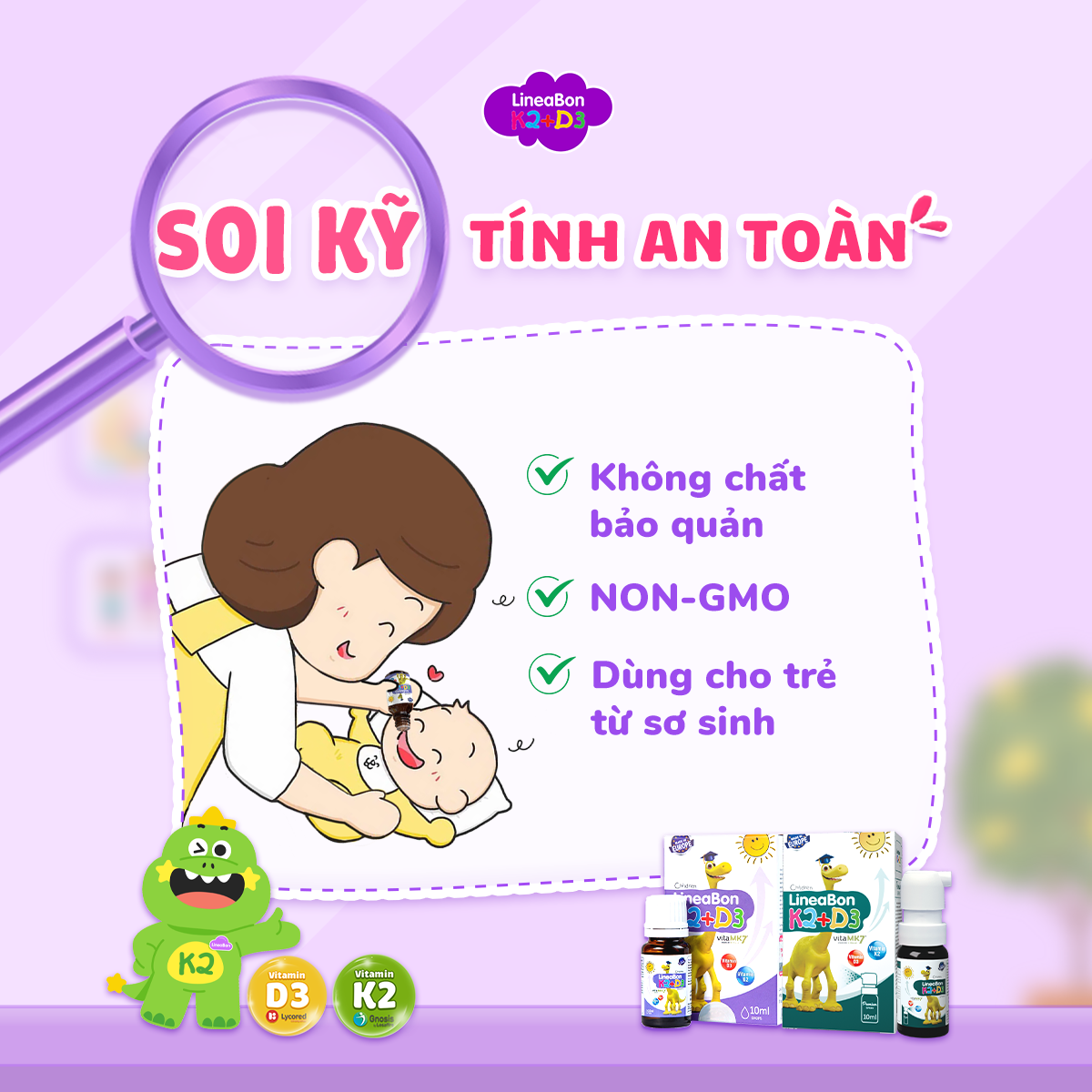 TPBVSK LineaBon K2+D3 một sản phẩm đang được nhiều chuyên gia khuyên dùng, bởi nguồn nguyên liệu K2 tự nhiên và đã được chứng nhận lâm sàng