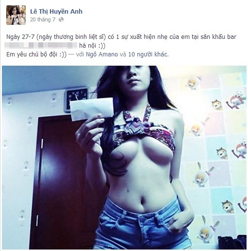  Bức ảnh hở hang kèm status khiêu khích liên quan đến ngày 27.7 thiêng liêng, bị dư luận lên án kịch liệt