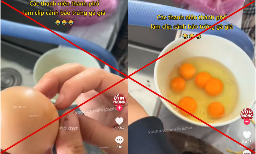 Clip về "trứng gà giả" xuất hiện tràn lan trên mạng xã hội. Clip về "trứng gà giả" xuất hiện tràn lan trên mạng xã hội.