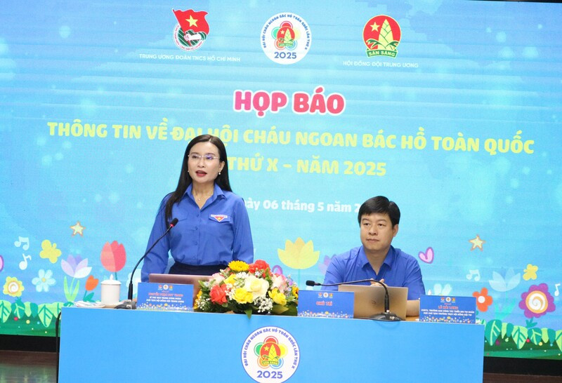 Đồng chí Nguyễn Phạm Duy Trang, Bí thư Trung ương Đoàn, Chủ tịch Hội đồng Đội Trung ươngphát biểu kết luận tại họp báo.