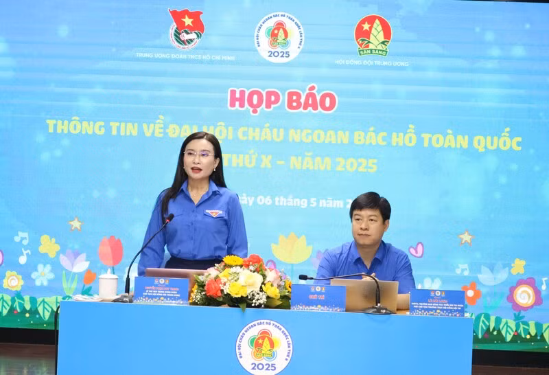 Đồng chí Nguyễn Phạm Duy Trang, Bí thư Trung ương Đoàn, Chủ tịch Hội đồng Đội Trung ươngphát biểu kết luận tại họp báo.