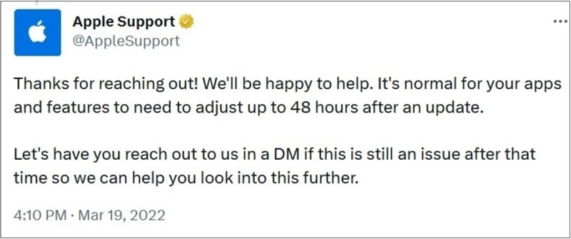 Người dùng nên để thiết bị hoạt động trên iOS mới khoảng 48 tiếng trước khi đưa ra quyết định. Người dùng nên để thiết bị hoạt động trên iOS mới khoảng 48 tiếng trước khi đưa ra quyết định.