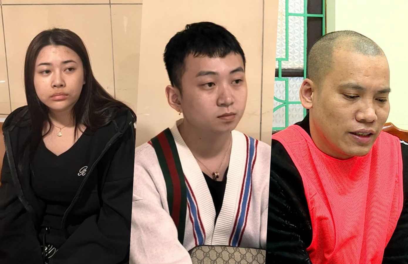 Ba đối tượng Huyền Trang, Đỗ Văn Nghĩa và Nguyễn Văn Mạnh. Ảnh: Công an tỉnh Bắc Ninh Ba đối tượng Huyền Trang, Đỗ Văn Nghĩa và Nguyễn Văn Mạnh. Ảnh: Công an tỉnh Bắc Ninh