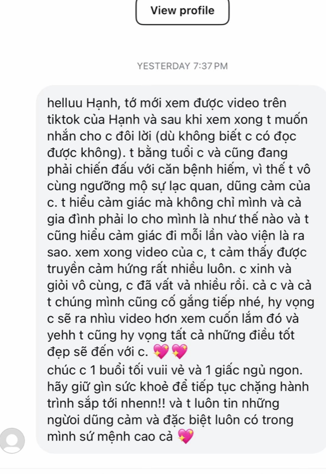 Tin nhắn các bạn trẻ gửi đến Minh Hạnh. Tin nhắn các bạn trẻ gửi đến Minh Hạnh.